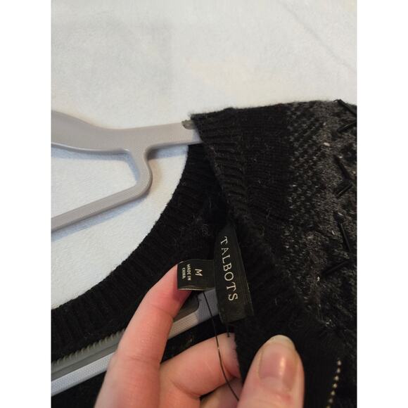 NWT TALBOTS Wool Blend Embellished Nordic Fair Isle Pullover Sweater Medium - Picture 3 of 10